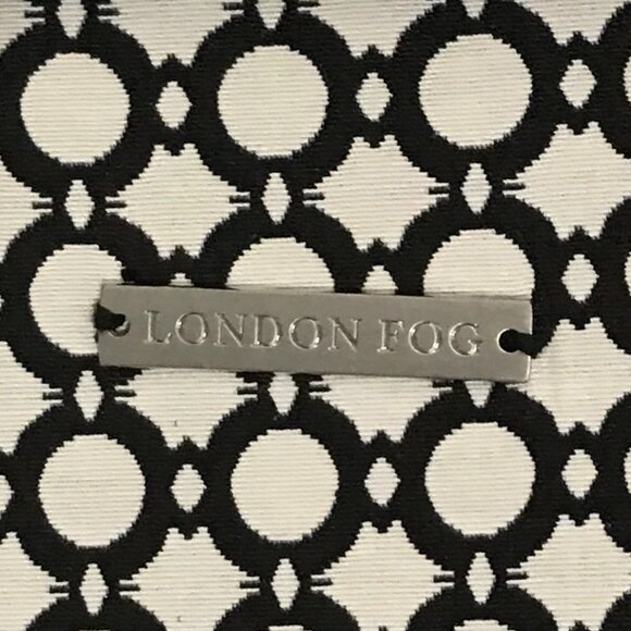 London Fog 3/4 Length Trench Coat Black/White - Belted - Size M - Picture 7 of 9